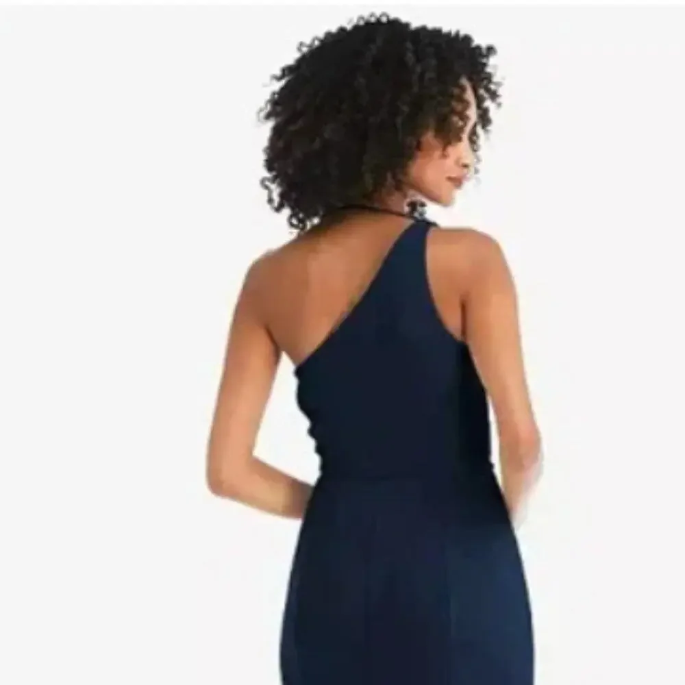After Six Full Length One Shoulder Cowl Neck Dress